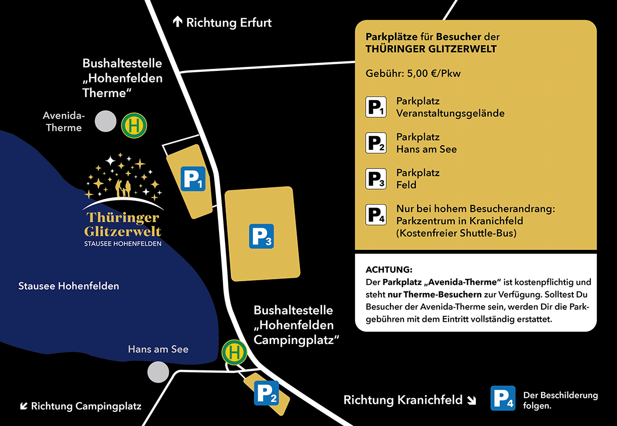 Anfahrt Parkplätze Thüringer Glitzerwelt